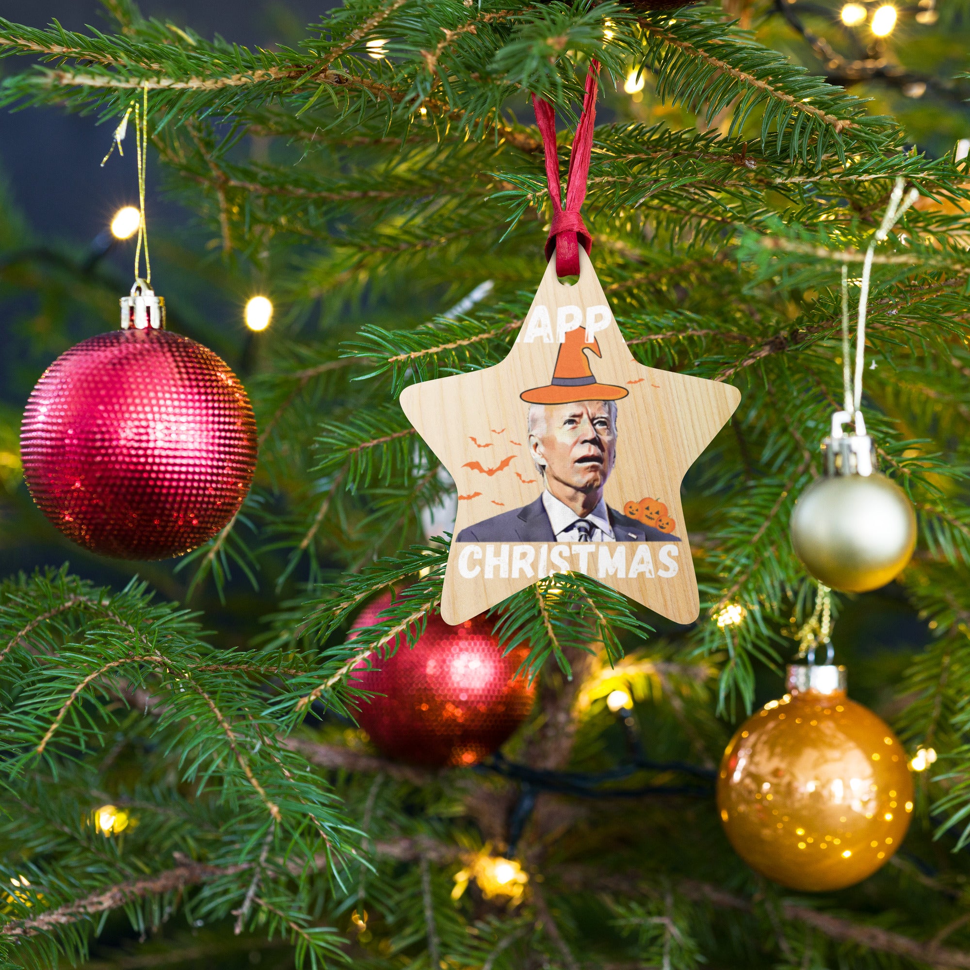 Happy Christmas Funny Joe Biden Xmas Wooden Ornaments, Republican Christmas Gifts, Christmas Gift, Christmas Decoration, FJB Tree Decor - Madeinsea©