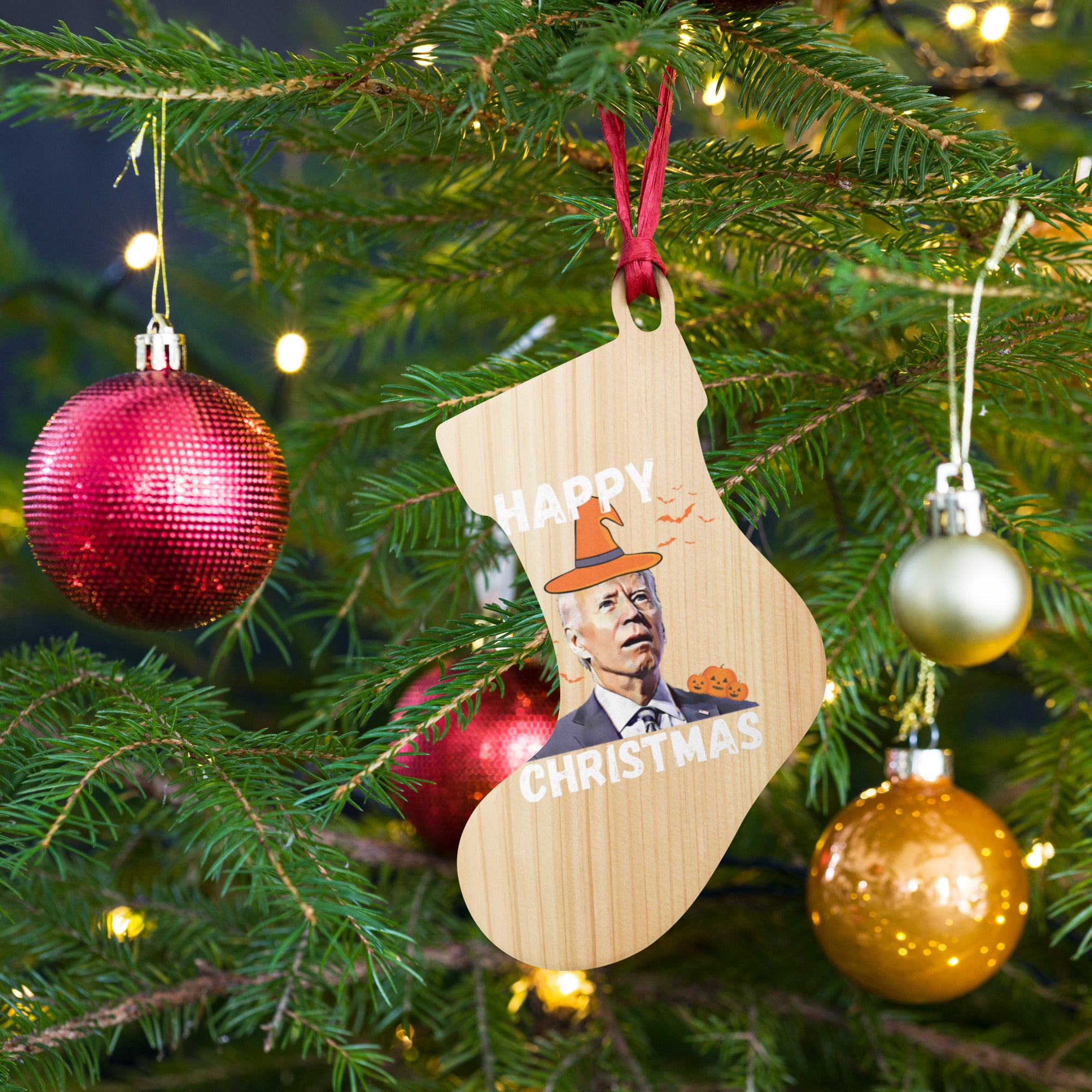 Happy Christmas Funny Joe Biden Xmas Wooden Ornaments, Republican Christmas Gifts, Christmas Gift, Christmas Decoration, FJB Tree Decor - Madeinsea©