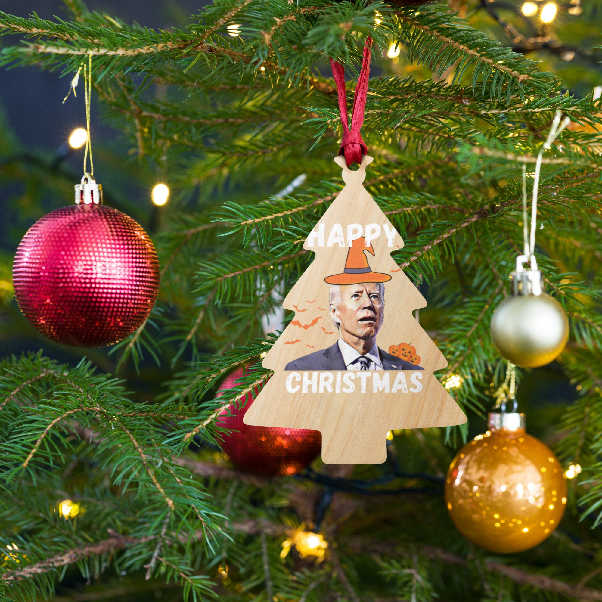 Happy Christmas Funny Joe Biden Xmas Wooden Ornaments, Republican Christmas Gifts, Christmas Gift, Christmas Decoration, FJB Tree Decor - Madeinsea©