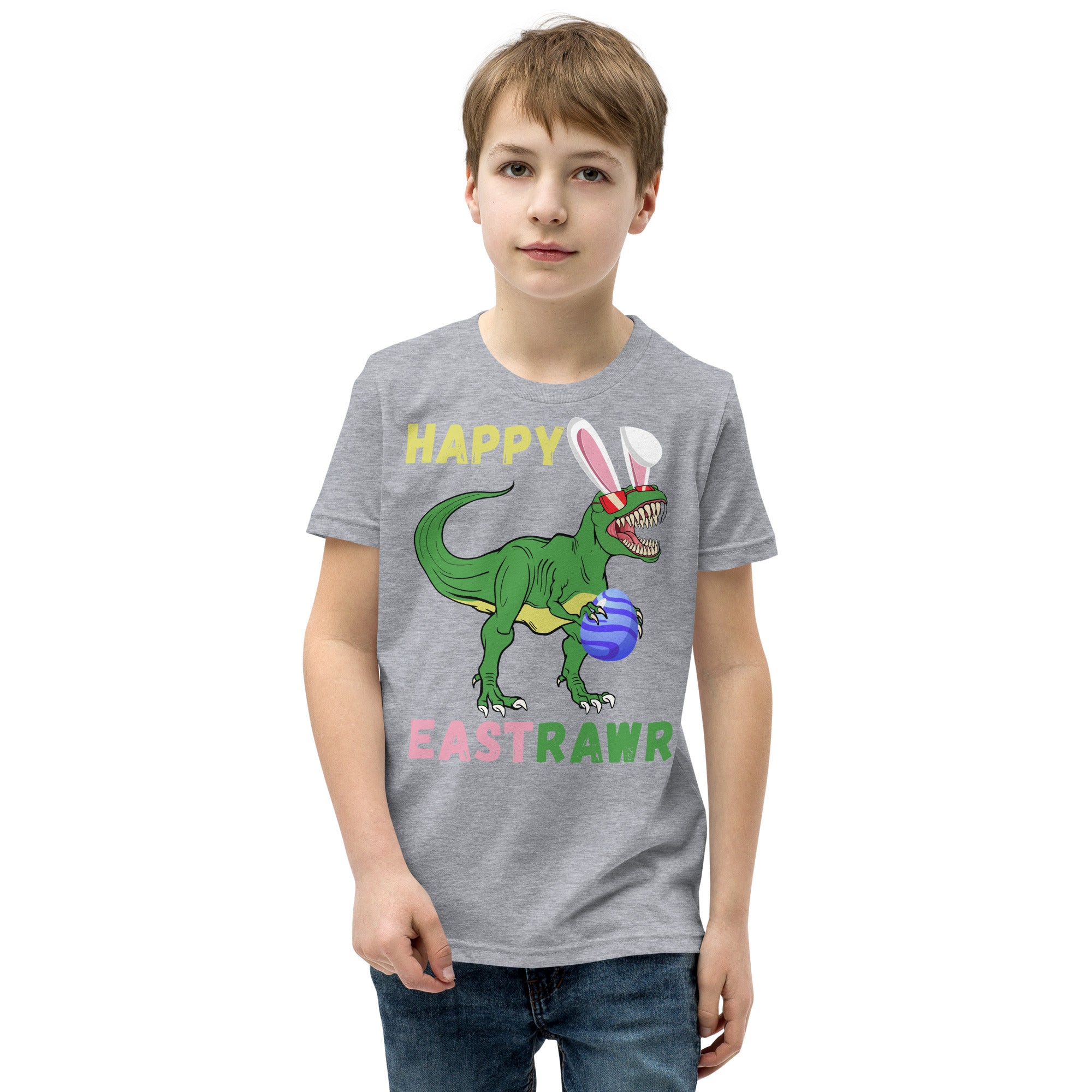 Jungs Ostershirt, Happy EastRawr, Ostern Dinosaurier Shirt, Ostern Dino Shirt für Jungs, Lustiges Dino Kinder T-Shirt, Jungen Ostergeschenk, Ostern T Rex