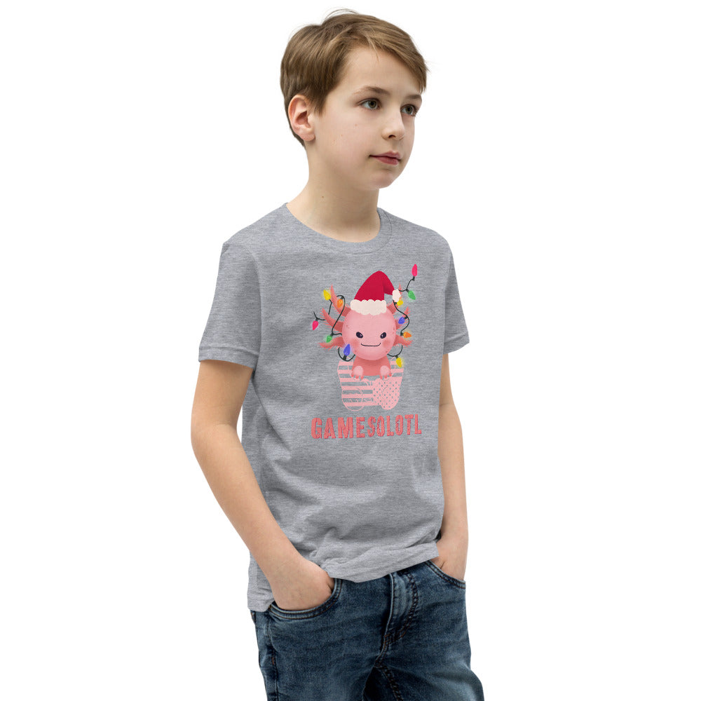 Gamesolotl T-Shirt, Axolotl Gaming Kinder-Shirt, Mexikanischer laufender Fisch Jugend-Shirt, Videospiele Kinder-T-Shirt