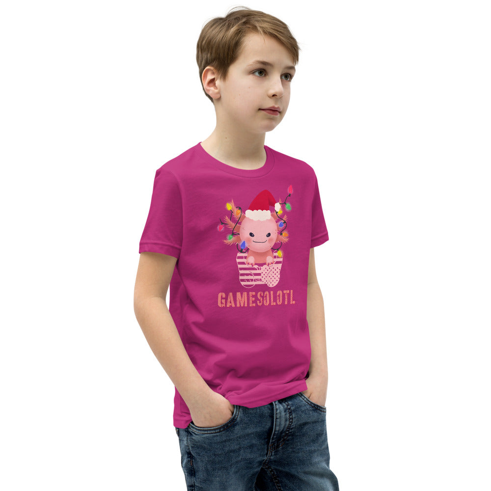 Gamesolotl T-Shirt, Axolotl Gaming Kinder-Shirt, Mexikanischer laufender Fisch Jugend-Shirt, Videospiele Kinder-T-Shirt