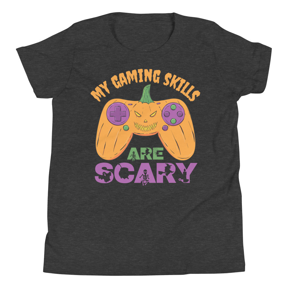 Meine Gaming-Fähigkeiten sind beängstigend, Lustiges Halloween-Gaming-Shirt für Jungen und Mädchen, Kürbis-Video-Gamer-Controller-Shirt, Halloween-Gamer-Kostüm-T-Shirt