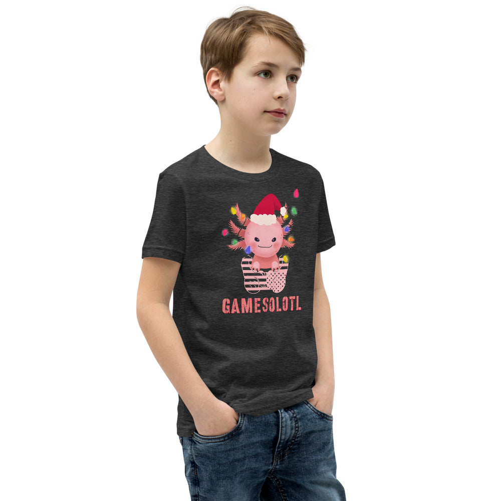 Gamesolotl T-Shirt, Axolotl Gaming Kinder-Shirt, Mexikanischer laufender Fisch Jugend-Shirt, Videospiele Kinder-T-Shirt