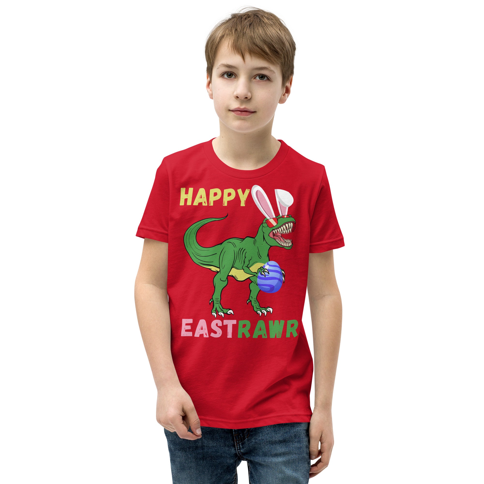Jungs Ostershirt, Happy EastRawr, Ostern Dinosaurier Shirt, Ostern Dino Shirt für Jungs, Lustiges Dino Kinder T-Shirt, Jungen Ostergeschenk, Ostern T Rex