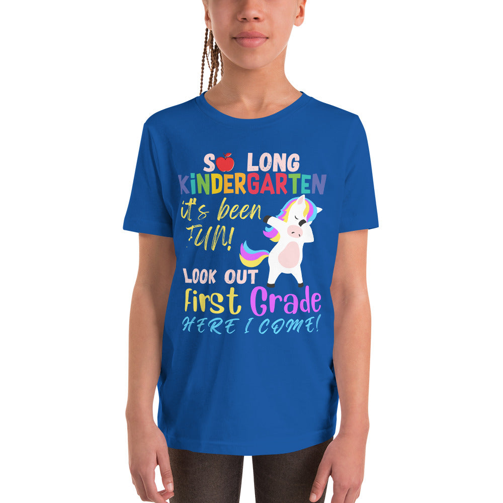 So long Kindergarten its been fun look out 1st grade here I come, Kindergarten graduation kids shirt, Kindergarten graduate student gift tee