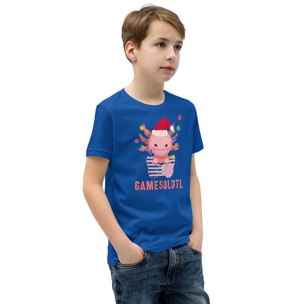 Gamesolotl T-Shirt, Axolotl Gaming Kinder-Shirt, Mexikanischer laufender Fisch Jugend-Shirt, Videospiele Kinder-T-Shirt
