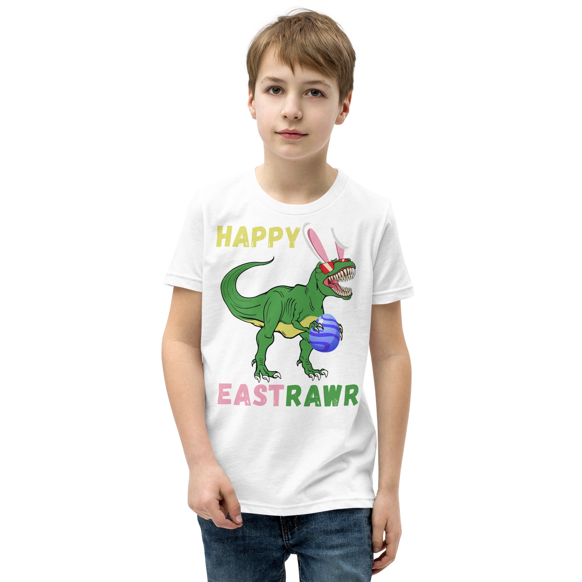 Jungs Ostershirt, Happy EastRawr, Ostern Dinosaurier Shirt, Ostern Dino Shirt für Jungs, Lustiges Dino Kinder T-Shirt, Jungen Ostergeschenk, Ostern T Rex