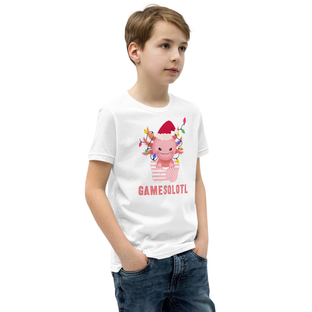 Gamesolotl T-Shirt, Axolotl Gaming Kinder-Shirt, Mexikanischer laufender Fisch Jugend-Shirt, Videospiele Kinder-T-Shirt